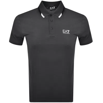 Ea7 Emporio Armani Tipped Polo Grey In Black