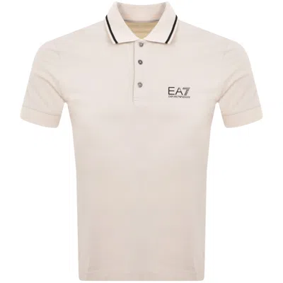 Ea7 Emporio Armani Tipped Polo T Shirt Beige In Neutral