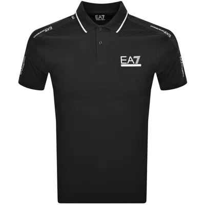 Ea7 Emporio Armani Tipped Polo T Shirt Black