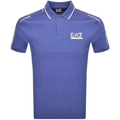 Ea7 Emporio Armani Tipped Polo T Shirt Blue