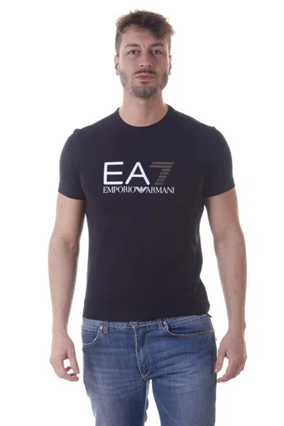 Ea7 Round-necked Logo T-shirt In Black