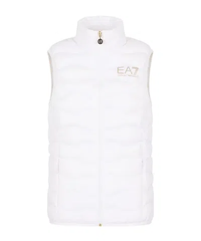 Ea7 Emporio Armani Train-core Eco Zipped Down Gilet In White