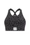 Ea7 Cross-back Leopard-print Top In Gray