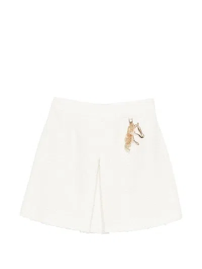 Ea7 Emporio Armani Tweed Mini Skirt In Neutral