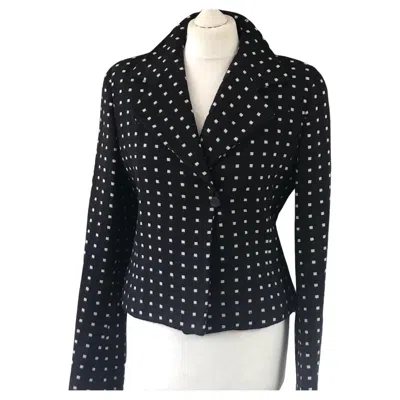 Pre-owned Ea7 Emporio Armani Vintage Blazer Black White Runway Collection Jacket 1980s