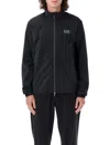 Ea7 Logo-printed Zipped Bomber Jacket In Black