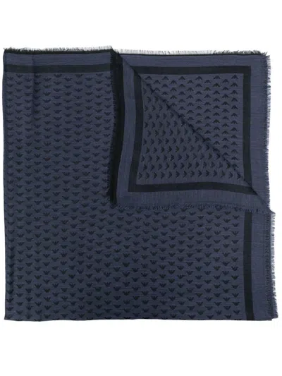 Ea7 Emporio Armani Wool Blend Foulard In Blue