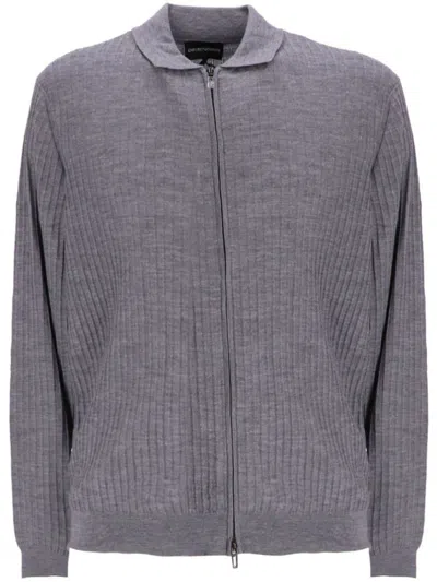 Ea7 Emporio Armani Wool Cardigan In Grey