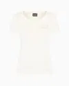 Ea7 Evolution Crew-neck T-shirt In A Stretch Cotton And Modal Blend In White