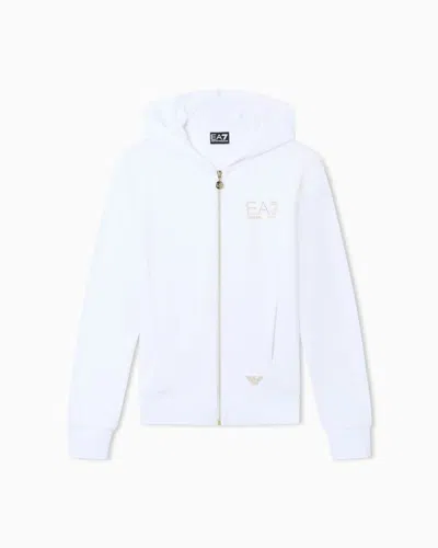 Ea7 Evolution Hooded Sweatshirt In A Stretch Viscose-blend In White