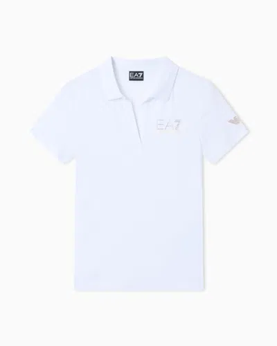 Ea7 Evolution Short-sleeved Polo Shirt In A Cotton And Modal Blend In White
