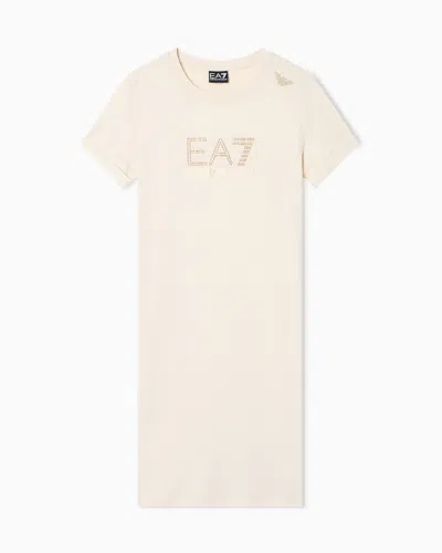 Ea7 Evolution Stretch-cotton And Modal-blend Jersey Dress In Sand