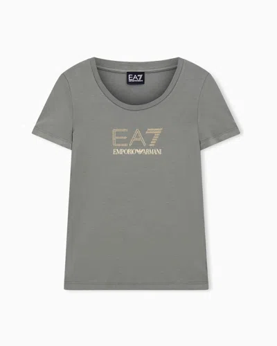 Ea7 Evolution Stretch Cotton And Modal Blend T-shirt With Oversized Logo