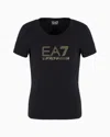 Ea7 Evolution Stretch Cotton And Modal Blend T-shirt With Oversized Logo In Black