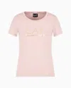 Ea7 Evolution Stretch Cotton And Modal Blend T-shirt With Oversized Logo In Pink