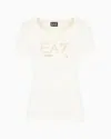 Ea7 Evolution Stretch Cotton And Modal Blend T-shirt With Oversized Logo In White
