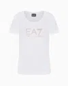 Ea7 Evolution Stretch Cotton And Modal Blend T-shirt With Oversized Logo In White