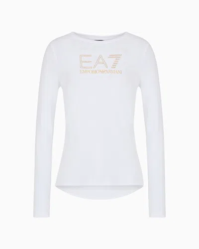 Ea7 Official Store Evolution Long-sleeved T-shirt In White