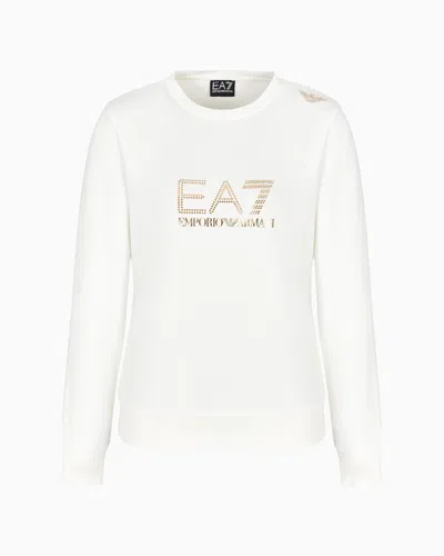 Ea7 Evolution Stretch Viscose-blend Crew-neck Sweatshirt In Neutral