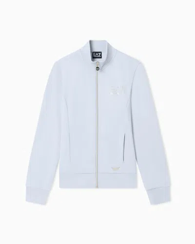 Ea7 Evolution Stretch-viscose Blend Zip-up Sweatshirt In Blue