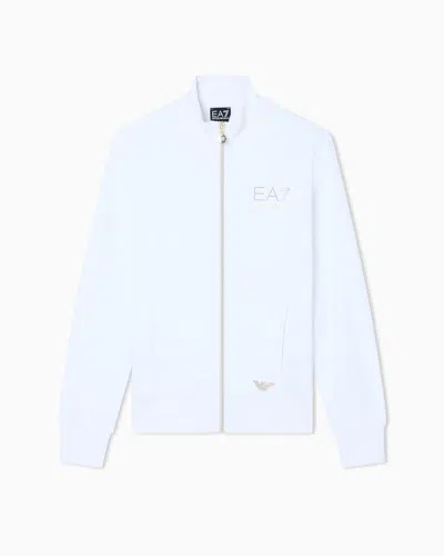 Ea7 Evolution Stretch-viscose Blend Zip-up Sweatshirt In White
