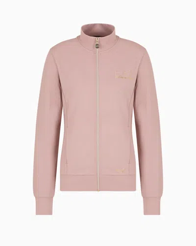 Ea7 Evolution Sweatshirt Mit Reissverschluss Aus Elastischer Viskose-mischung In Neutral