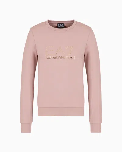 Ea7 Evolution Sweatshirt Mit Rundhalsausschnitt Aus Einer Elastischen Viskosemischung In Pink
