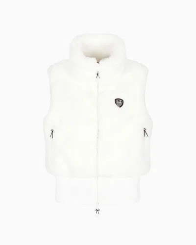 Ea7 Faux-fur Ski Gilet In White