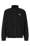 Ea7 Athletic Colour Block Hooded Sweatshirt In A Cotton Blend In Black