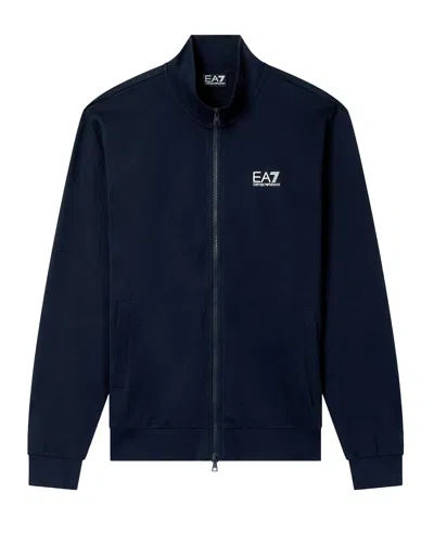Ea7 Felpa Bomber Core Identity Blue In Black