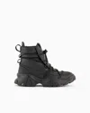 Ea7 Chunky Leather Lace-up Boots In Black