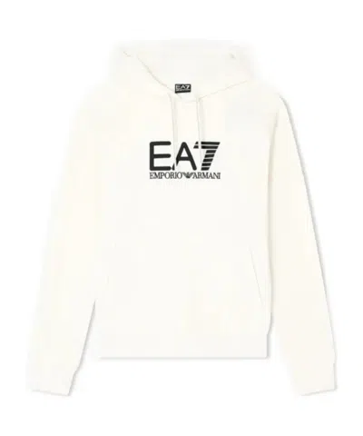 Ea7 Fleece-lined Hooded Sweatshirt In Neutral