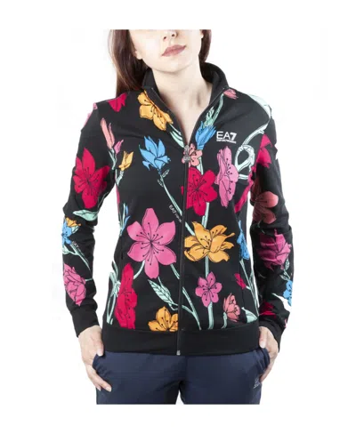 Ea7 Floral Pattern Leisure Jacket In Black