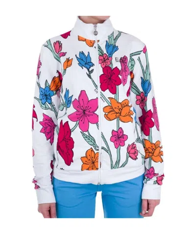 Ea7 Floral Pattern Leisure Jacket In White
