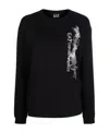 Ea7 Floral-print Cotton Sweatshirt In Black