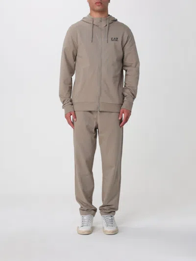 Ea7 Cotton Sportswear Set With Logo  In Burgundy