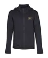 Ea7 Front Zipper With Hat Casual Jacket In Black