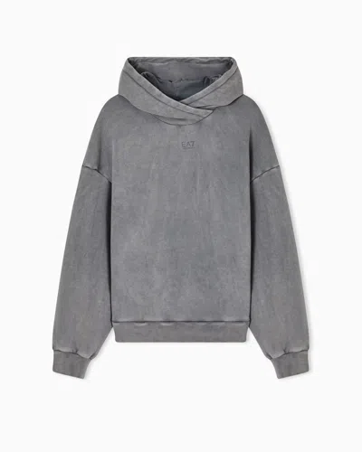 Ea7 Fullness Vigor7 Cotton Sweatshirt With Hood In Grey