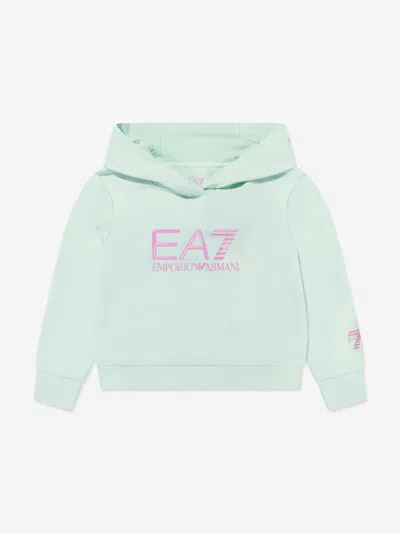 Ea7 Kids' Girls Logo Hoodie In Green