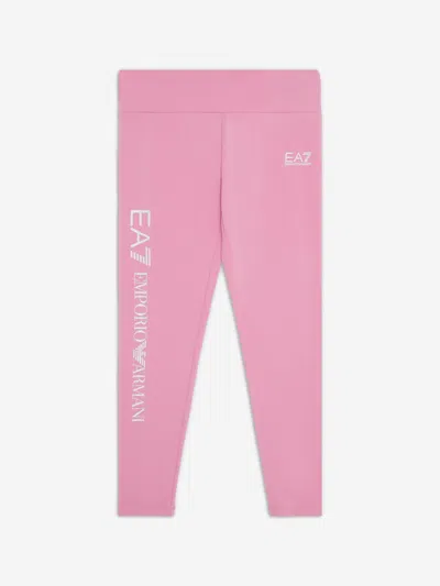 Ea7 Kids' Girls Logo Leggings In Pink