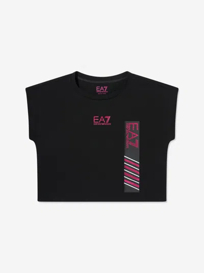 Ea7 Kids' Girls Logo T-shirt In Black