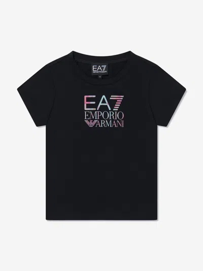 Ea7 Emporio Armani Teen Girls Black Cotton Slim Fit T-shirt