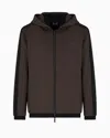 Ea7 Gold Label Stretch Technical Twill Hooded Sweatshirt In Brown