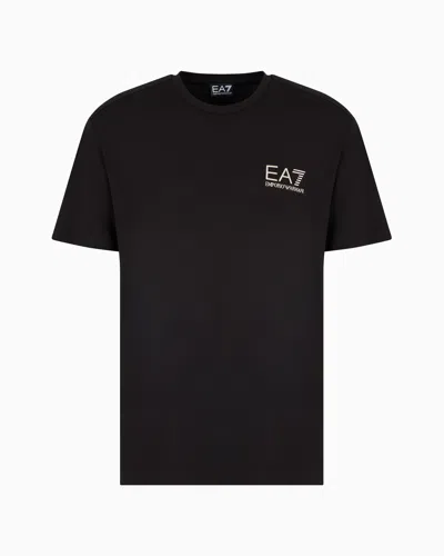 Ea7 Gold Label Viscose-jersey Crew-neck T-shirt In Black