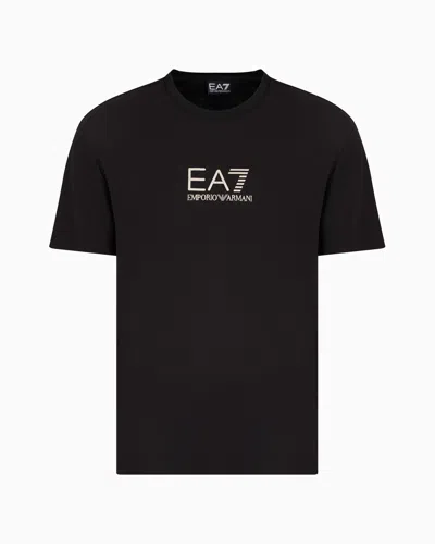 Ea7 Gold Label Viscose-jersey Crew-neck T-shirt In Black