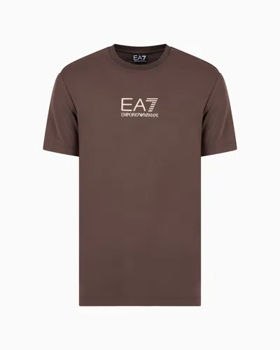 Ea7 Gold Label Viscose-jersey Crew-neck T-shirt In Brown
