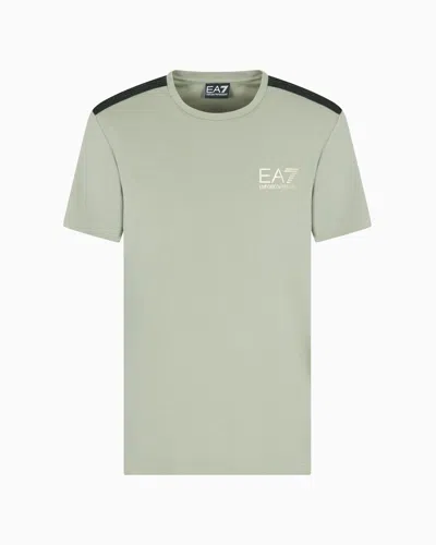Ea7 Gold Label Viscose-jersey Crew-neck T-shirt In Green