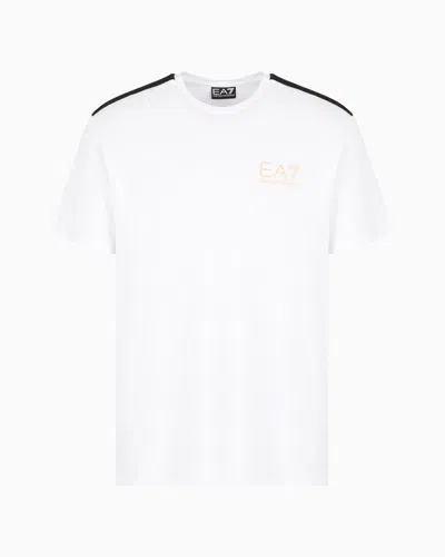 Ea7 Gold Label Viscose-jersey Crew-neck T-shirt In White