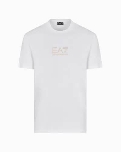 Ea7 Gold Label Viscose-jersey Crew-neck T-shirt In White
