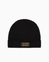 Ea7 Gold Label Wool-blend Beanie In Black
